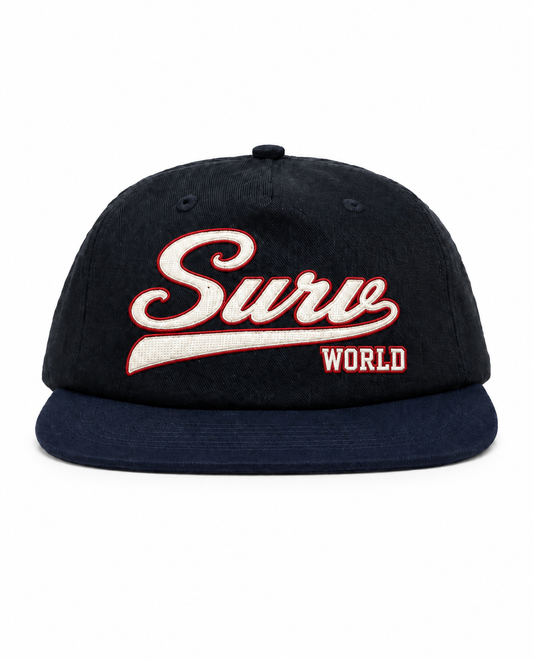 Navy Blue & Red Surv World Hat
