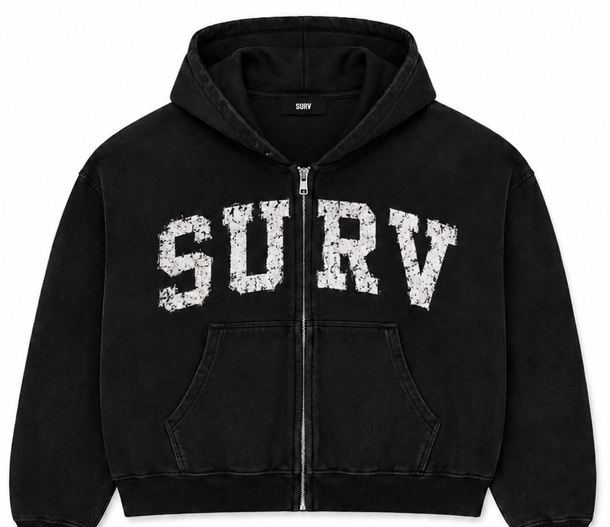 Surv Black Vintage Hoodie